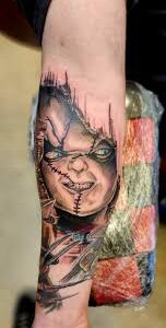 Chucky tatuering, Chucky tattoo.