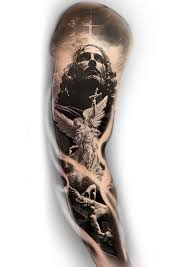 Mikael dräper lucifer tatuering, Michael slay lucifer tattoo.