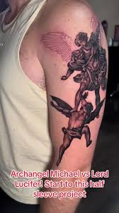 Mikael dräper lucifer tatuering, Michael slay lucifer tattoo.