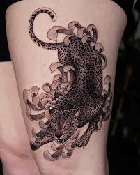 Leopard tattoo, leopard tatuering.