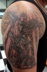 Mikael dräper lucifer tatuering, Michael slay lucifer tattoo.