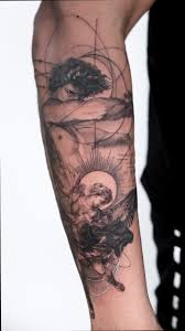 Mikael dräper lucifer tatuering, Michael slay lucifer tattoo.