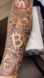 Pengar tatuering, Money tattoo. Bitcoin tattoo.