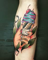 Glass tatuering, Ice cream tattoo.