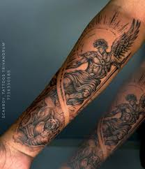 Mikael dräper lucifer tatuering, Michael slay lucifer tattoo.