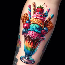 Glass tatuering, Ice cream tattoo.