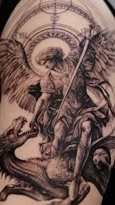 Mikael dräper lucifer tatuering, Michael slay lucifer tattoo.