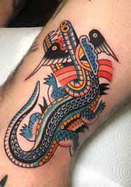 Krokodil, alligator tatuering, crocodile, alligator tattoo.