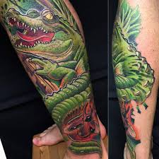 Krokodil, alligator tatuering, crocodile, alligator tattoo.
