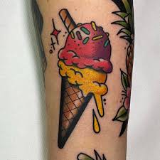 Glass tatuering, Ice cream tattoo.